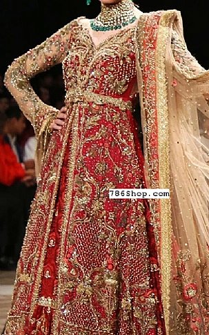 Red Chiffon Suit | Pakistani Wedding Dresses-Image 2