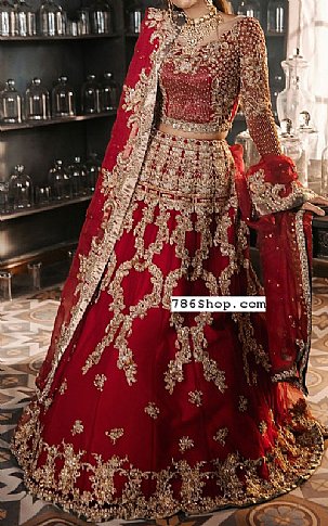  Red Chiffon Suit | Pakistani Wedding Dresses- Image 1