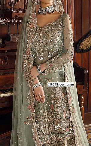  Pistachio Chiffon Suit | Pakistani Wedding Dresses- Image 2