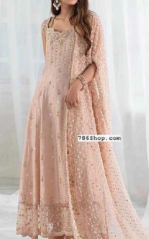  Peach Raw Silk Suit | Pakistani Dresses in USA- Image 2