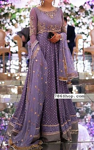  Lavender Chiffon Suit | Pakistani Party Wear Dresses- Image 1