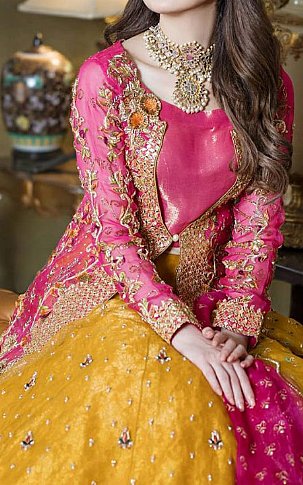 Magenta/Mustard Organza Suit | Pakistani Wedding Dresses