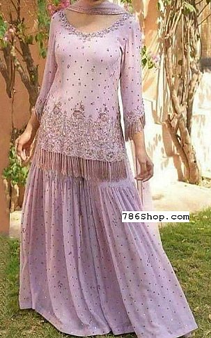  Lilac Chiffon Suit | Pakistani Party Wear Dresses- Image 1