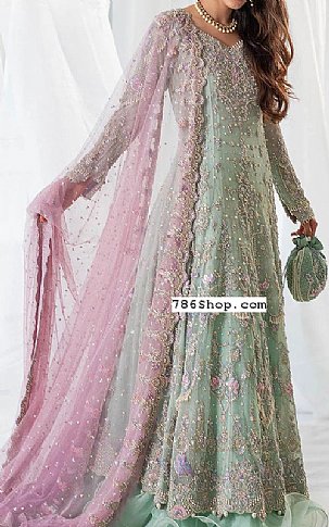  Mint Green Chiffon Suit | Pakistani Wedding Dresses- Image 2