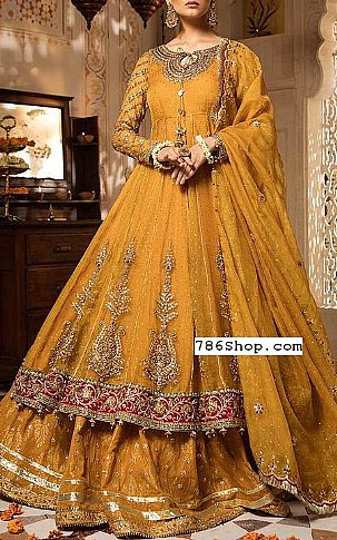 Mustard Crinkle Chiffon Suit | Pakistani Wedding Dresses
