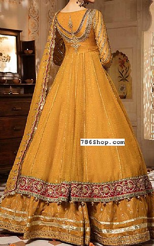  Mustard Chiffon Suit | Pakistani Wedding Dresses- Image 2