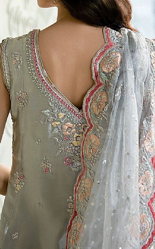 Silver Raw Silk Suit | Pakistani Wedding Dresses