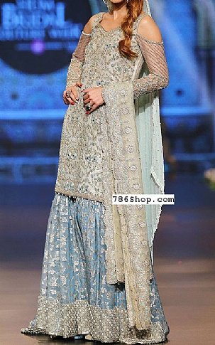  Off-white Chiffon Suit | Pakistani Party Wear Dresses- Image 1