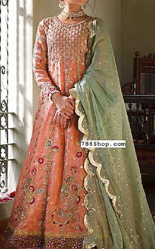 Peach Chiffon Suit | Pakistani Party Wear Dresses