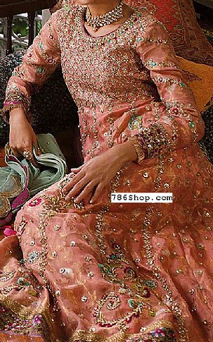 Peach Chiffon Suit | Pakistani Party Wear Dresses