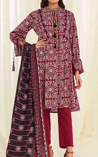 Edenrobe Maroon Lawn Suit (2 Pcs) | Pakistani Dresses in USA- Image 1