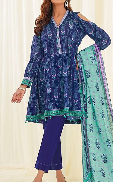Edenrobe Navy Blue Lawn Suit (2 Pcs) | Pakistani Dresses in USA- Image 1