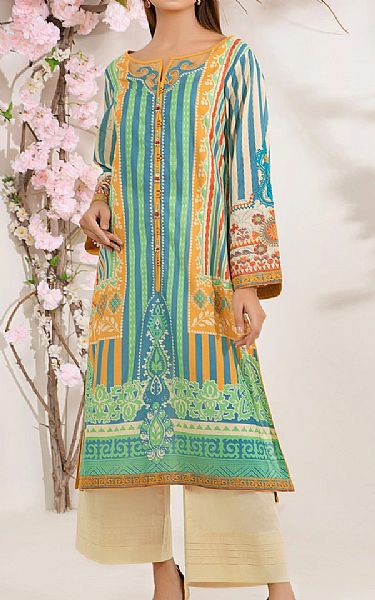 Edenrobe Turquoise/Mint Green Lawn Kurti | Pakistani Dresses in USA- Image 1
