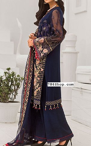 Flossie Navy Blue Chiffon Suit | Pakistani Dresses in USA- Image 2