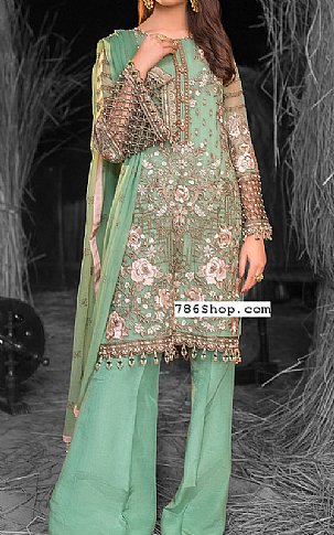 Flossie Sea Green Chiffon Suit | Pakistani Dresses in USA- Image 1