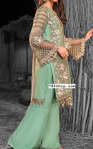 Flossie Sea Green Chiffon Suit | Pakistani Dresses in USA- Image 2