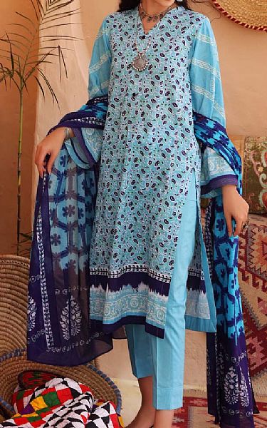 Gul Ahmed  Turquoise Lawn Suit (2 Pcs) | Pakistani Dresses in USA- Image 1
