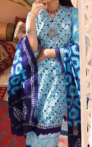 Gul Ahmed  Turquoise Lawn Suit (2 Pcs) | Pakistani Dresses in USA- Image 2