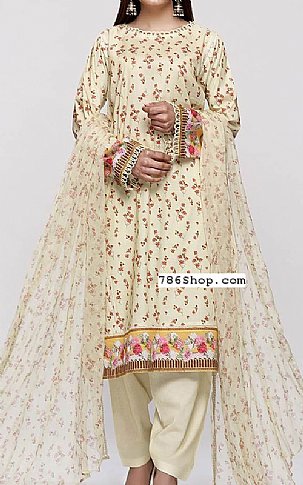 Gul Ahmed Ivory Lawn Suit | Pakistani Dresses in USA- Image 1