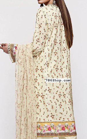 Gul Ahmed Ivory Lawn Suit | Pakistani Dresses in USA- Image 2