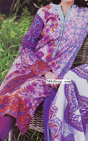 Gul Ahmed Purple Lawn Suit | Pakistani Lawn Suits- Image 1