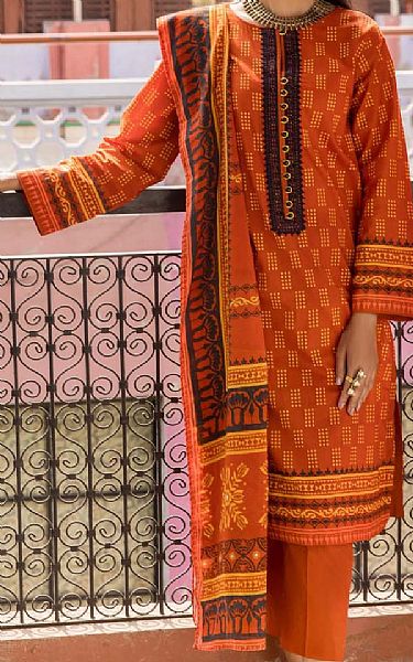 Gul Ahmed Rust Lawn Suit (2 Pcs) | Pakistani Dresses in USA- Image 1