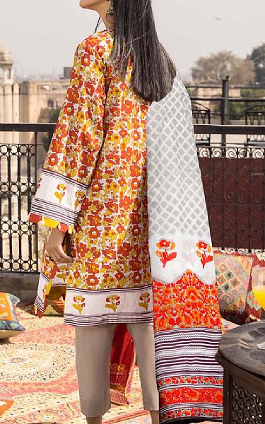 Gul Ahmed Rust/Yellow Lawn Suit | Pakistani Dresses in USA- Image 2