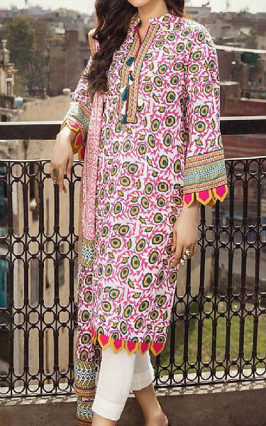 Gul Ahmed Hot Pink/White Lawn Suit | Pakistani Dresses in USA- Image 1
