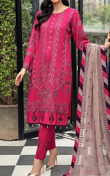House Of Nawab Magenta Lawn Suit | Pakistani Lawn Suits- Image 1