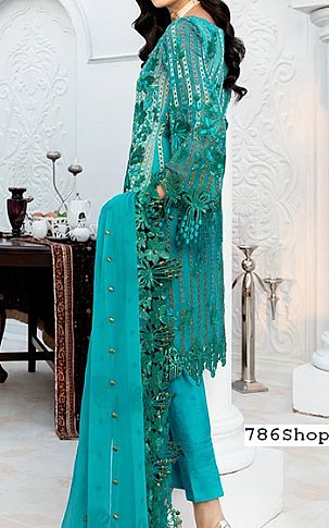 Janique Sea Green Chiffon Suit | Pakistani Dresses in USA- Image 2