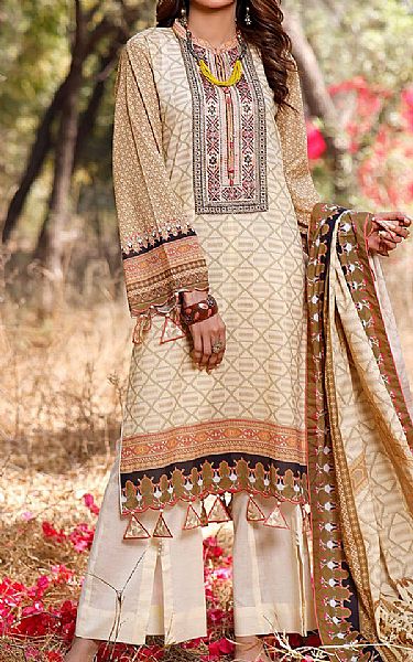 Khas Beige Lawn Suit | Pakistani Dresses in USA- Image 1