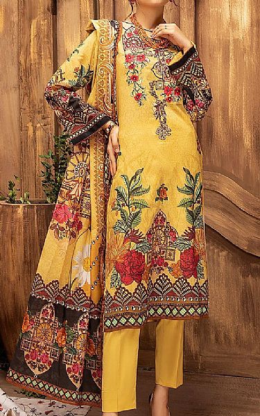 Khas Yellow Lawn Suit | Pakistani Dresses in USA- Image 1