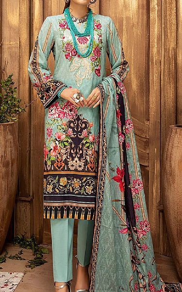 Khas Turquoise Lawn Suit | Pakistani Dresses in USA- Image 1