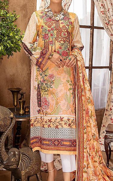 Khas Peach/Ivory Lawn Suit | Pakistani Dresses in USA- Image 1