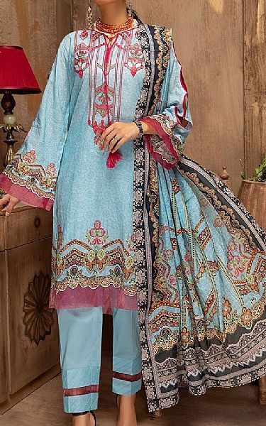 Khas Baby Blue Lawn Suit | Pakistani Dresses in USA- Image 1