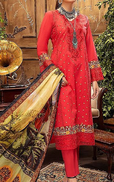 Khas Ruby Red Lawn Suit | Pakistani Dresses in USA- Image 1