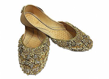  Ladies Khussa- Golden | Pakistani Dresses in USA- Image 1