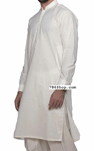  Off-white Men Shalwar Kameez | Pakistani Mens Suits Online- Image 1