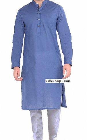  Blue Men Shalwar Kameez | Pakistani Mens Suits Online- Image 1