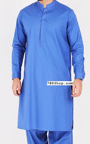  Brandeis Blue Men Shalwar Kameez | Pakistani Mens Suits Online- Image 1