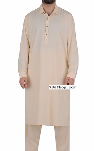  Cream Men Shalwar Kameez | Pakistani Mens Suits Online- Image 1