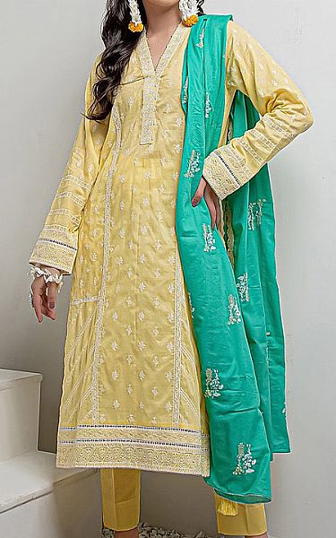 LSM Yellow Lawn Suit | Pakistani Dresses in USA- Image 1