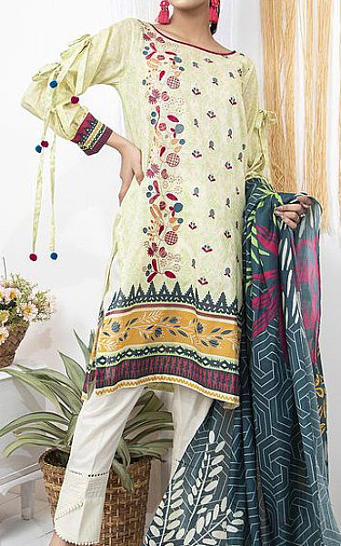LSM Off-white Lawn Suit | Pakistani Dresses in USA- Image 1