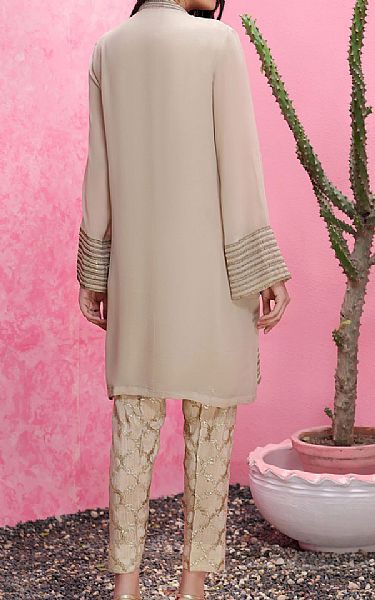 LimeLight Beige Chiffon Kurti | Pakistani Dresses in USA- Image 2