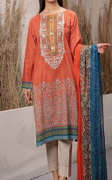 LimeLight Coral Lawn Suit (2 Pcs) | Pakistani Dresses in USA- Image 1
