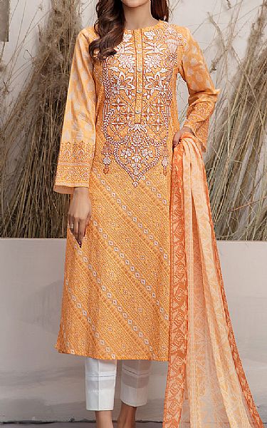 LimeLight Buff Orange Lawn Suit (2 Pcs) | Pakistani Dresses in USA- Image 1