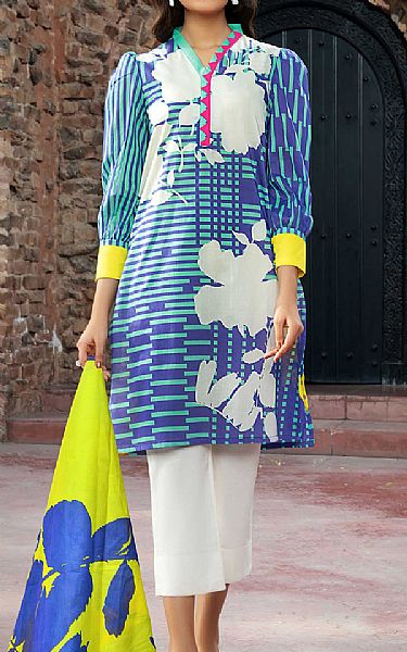 Limelight Mint Green/Navy Lawn Suit (2 Pcs) | Pakistani Dresses in USA- Image 1