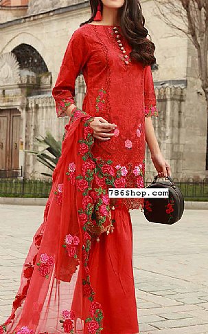 Red colour lawn suit hotsell