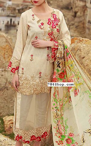 Mahiymaan Ivory Jacquard Suit | Pakistani Lawn Suits- Image 1