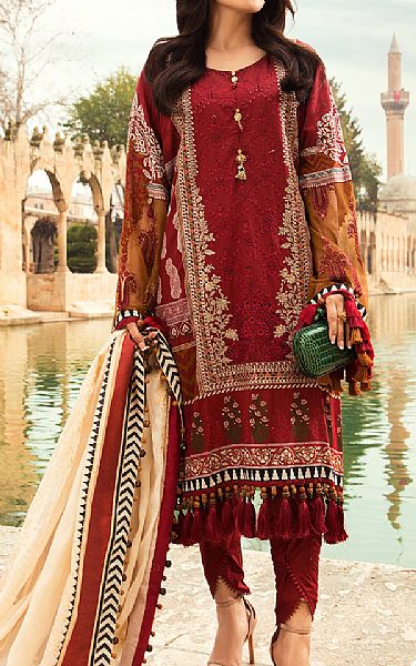 Maria B Maroon Lawn Suit | Pakistani Dresses in USA- Image 1